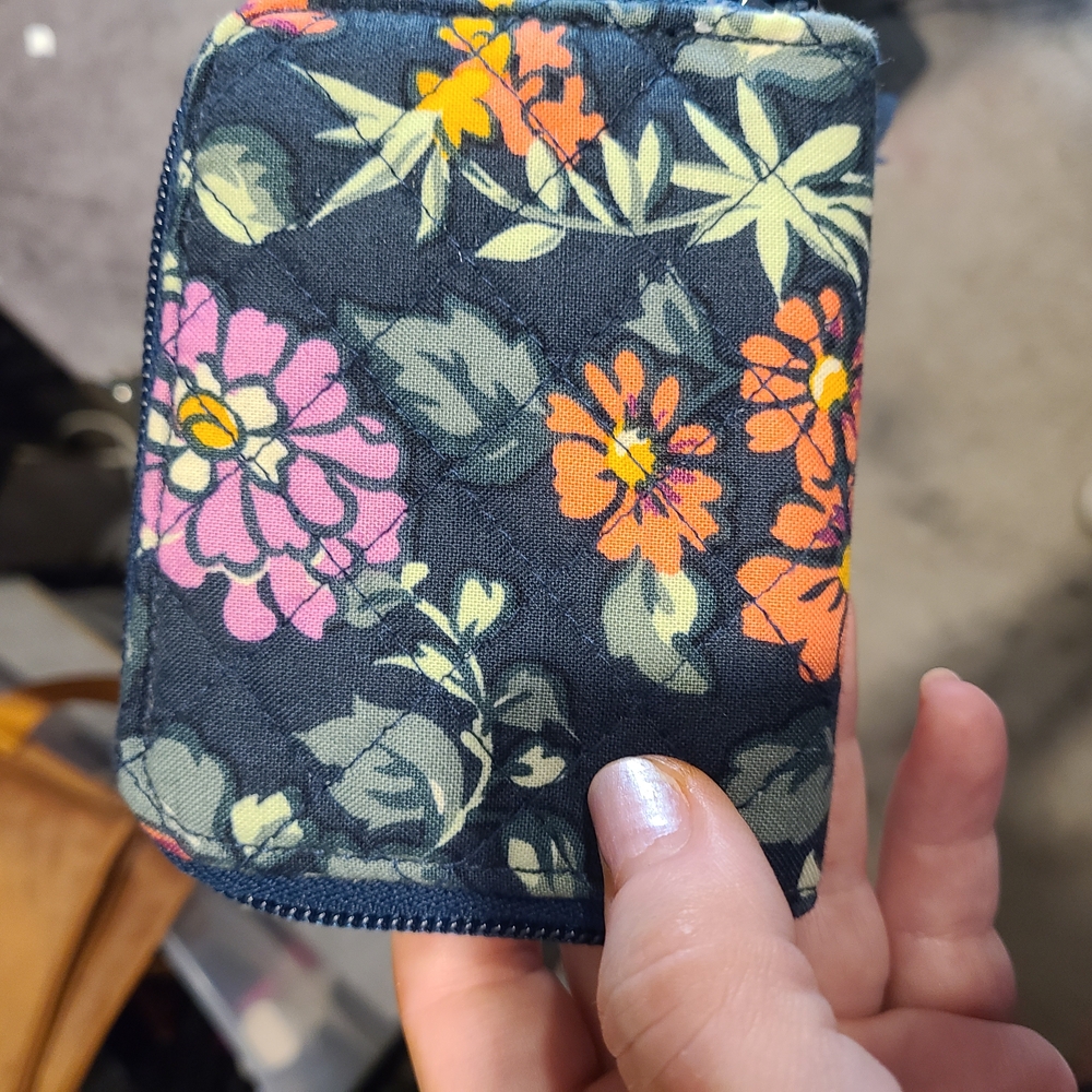 Vera Bradley Navy Floral Keychain Wallet